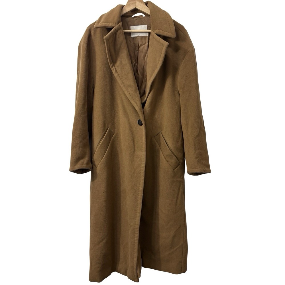 Aritzia Babaton Italian 100% Virgin Wool Coat Brown Tan Camel Size Medium